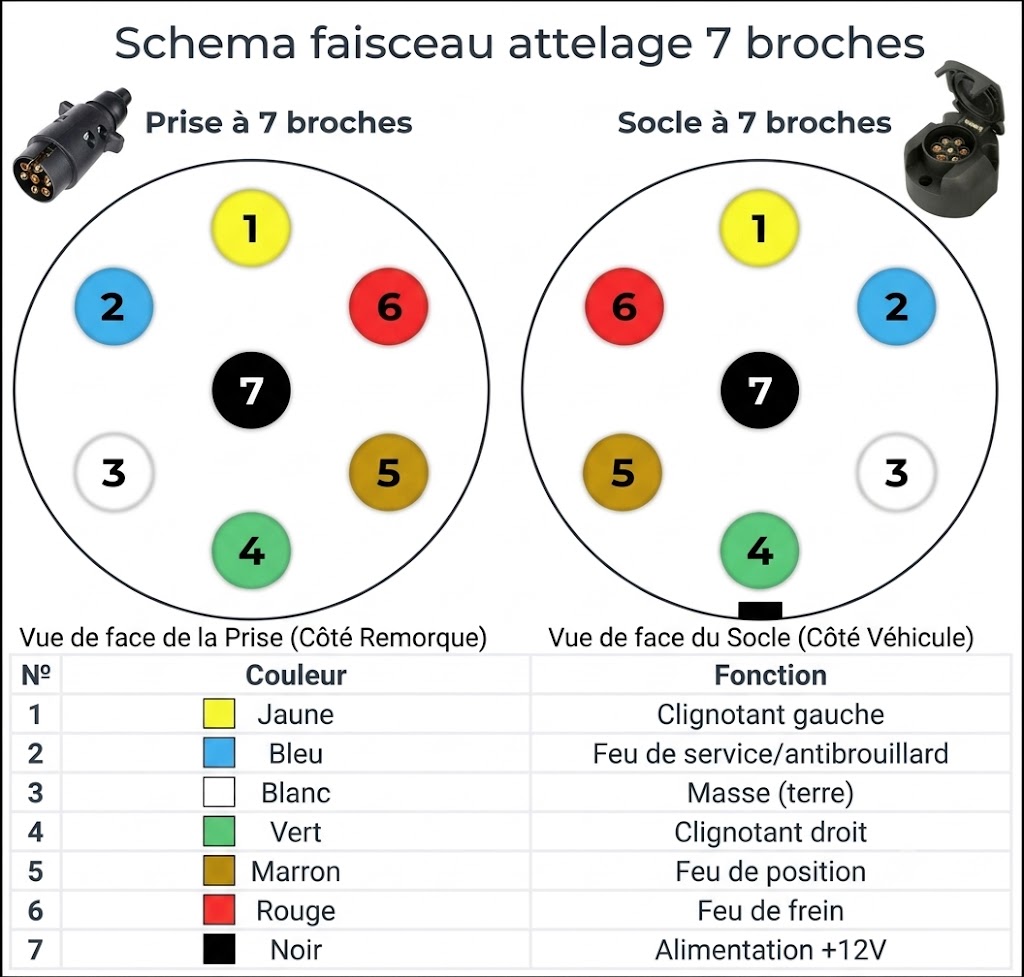 Branchement prise 7 broches